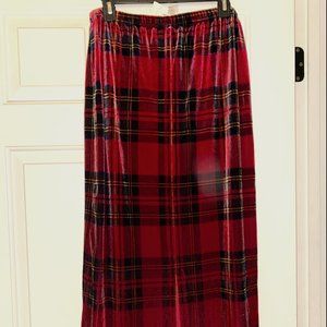 Coldwater Creek NWT Velvet Plaid Red Skirt Size M